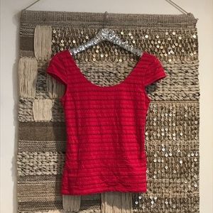 NWT Ann Taylor pink eyelet cap sleeve tee XS